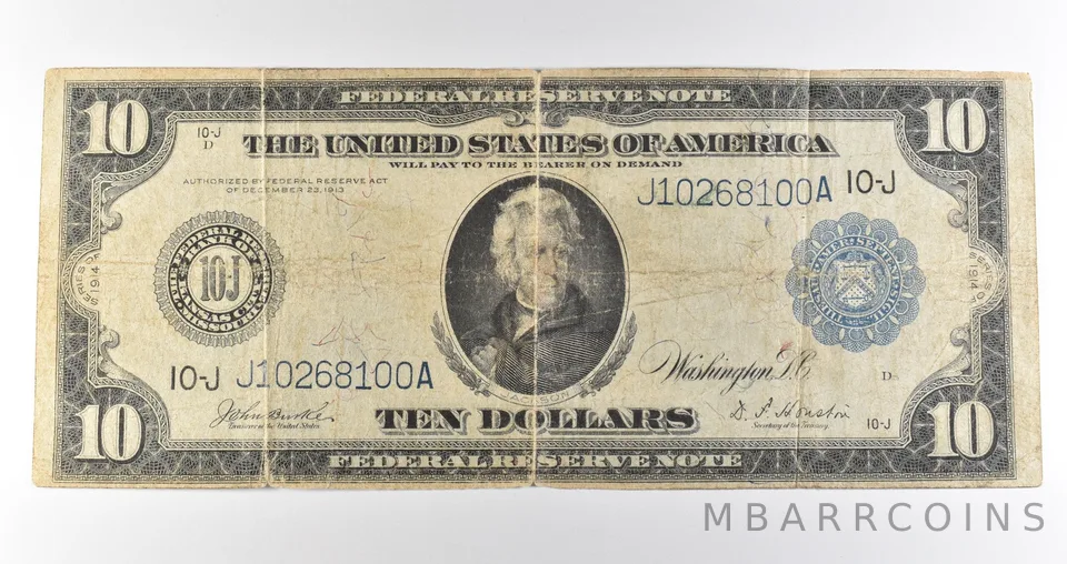 1914 $10 Kansas City MO FRN Large Note Blue Seal *3639