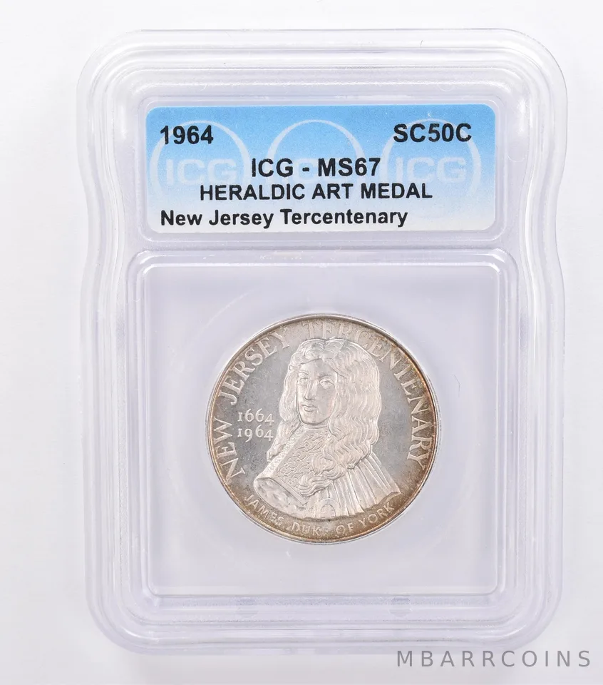 1964 So Called Half Dollar New Jersey Tercentenary MS67 ICG Tone *8704
