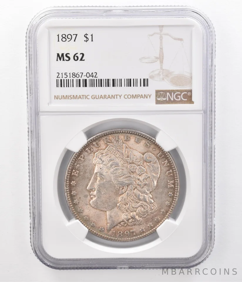 1897 Morgan Silver Dollar MS62 NGC Great Tone a1320