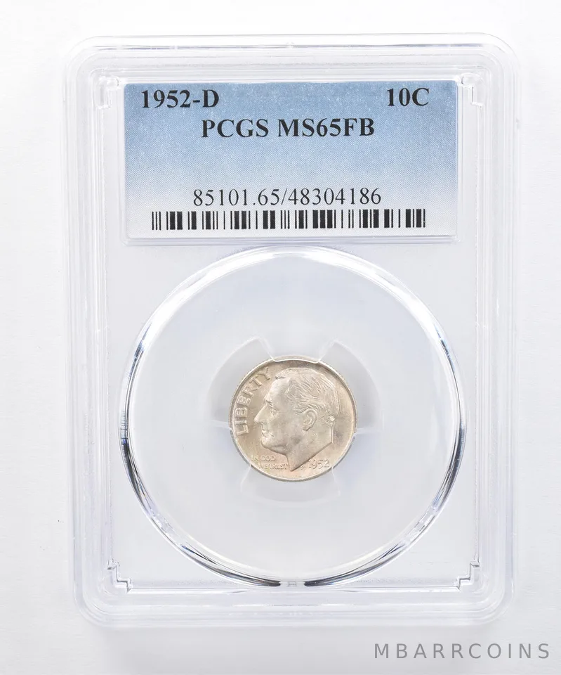 1952-D Roosevelt Dime MS65 FB PCGS Beautiful Tone *8387
