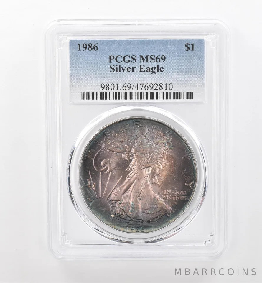 1986 American Silver Eagle MS69 PCGS Beautiful Tone *1750