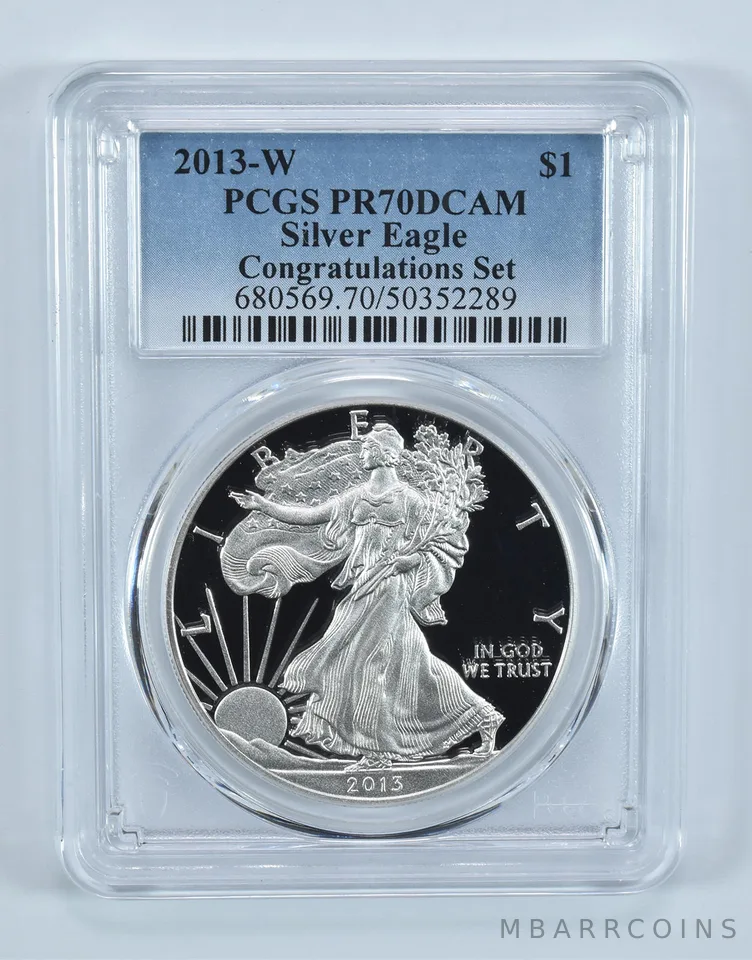 2013-W American Silver Eagle Congratulations Set PR70 DCAM PCGS Blue Label