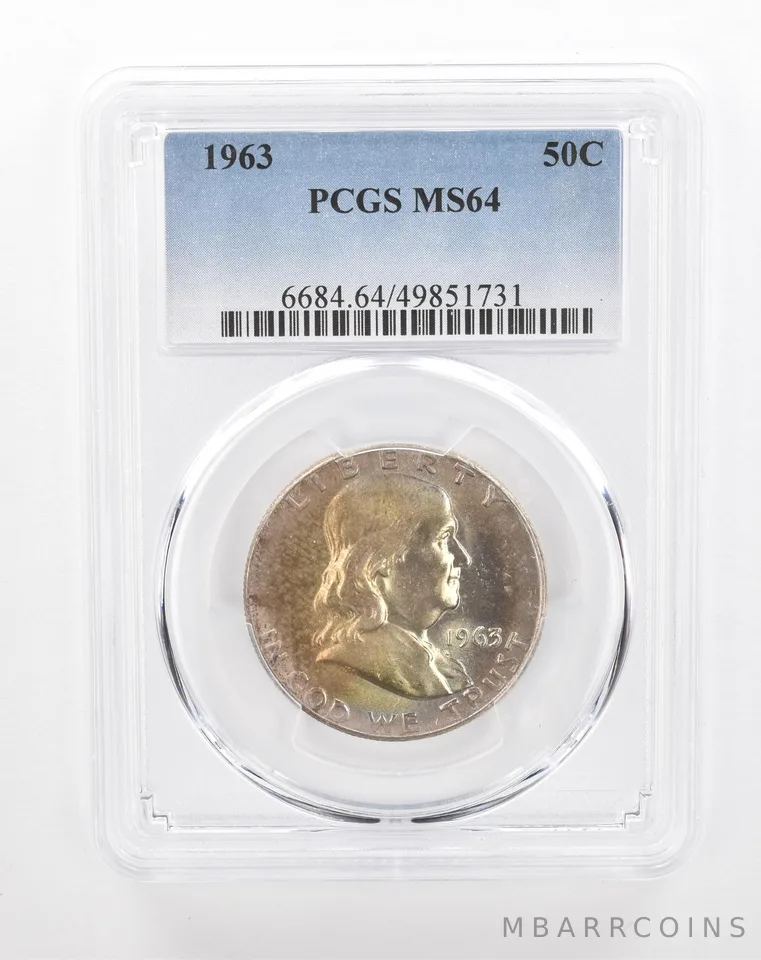 1963 Franklin Half Dollar MS64 PCGS Beautiful Tone *2886