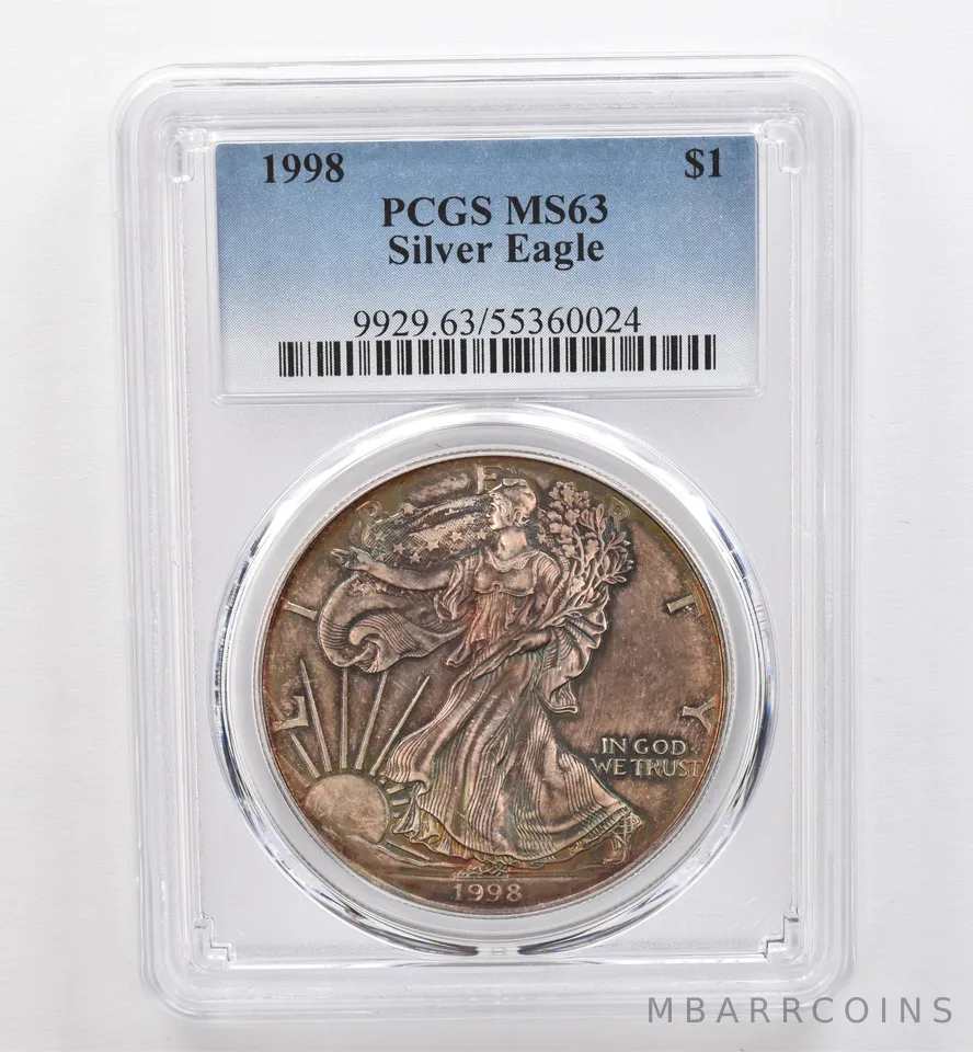 1998 American Silver Eagle MS63 PCGS Beautiful Tone *9510