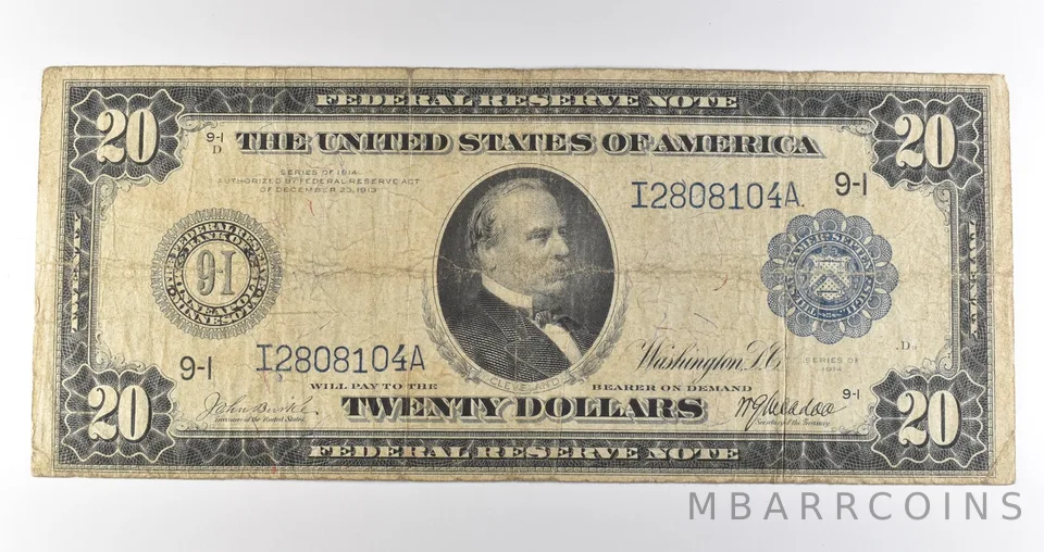 1914 $20 Minneapolis MN FRN Large Note Blue Seal *3654