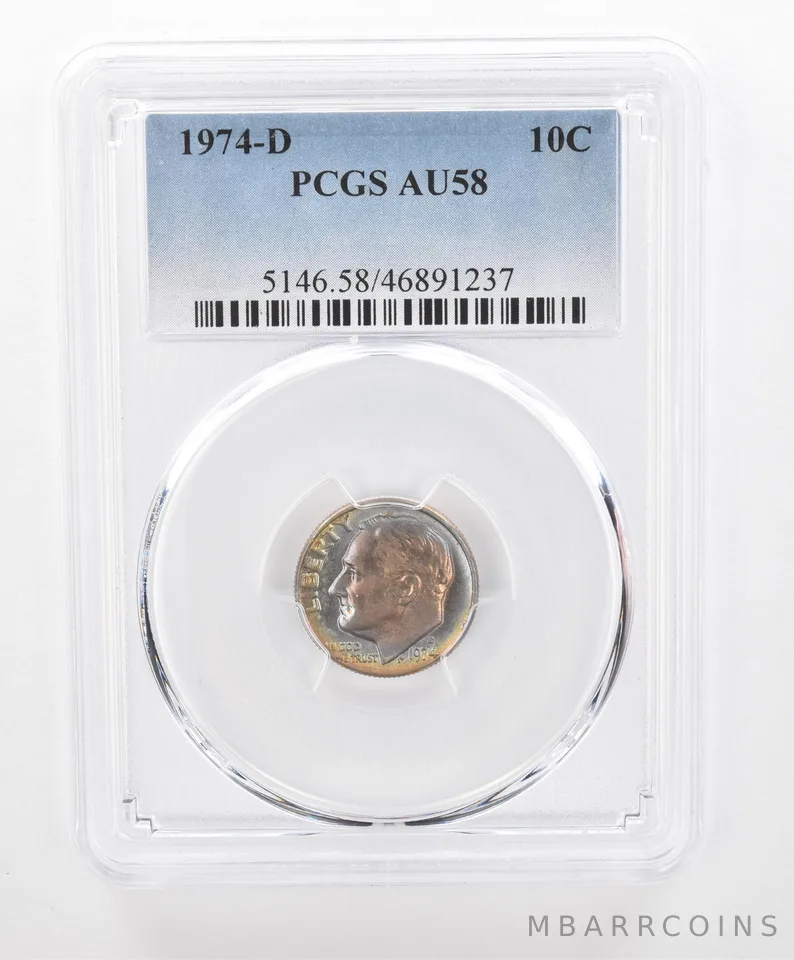 1974-D Roosevelt Dime AU58 PCGS Beautiful Tone *2790