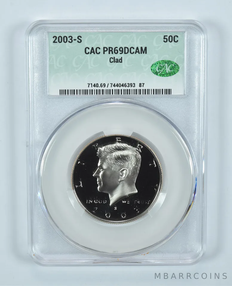 2003-S Kennedy Half Dollar CLAD PR69 DCAM CAC CACg