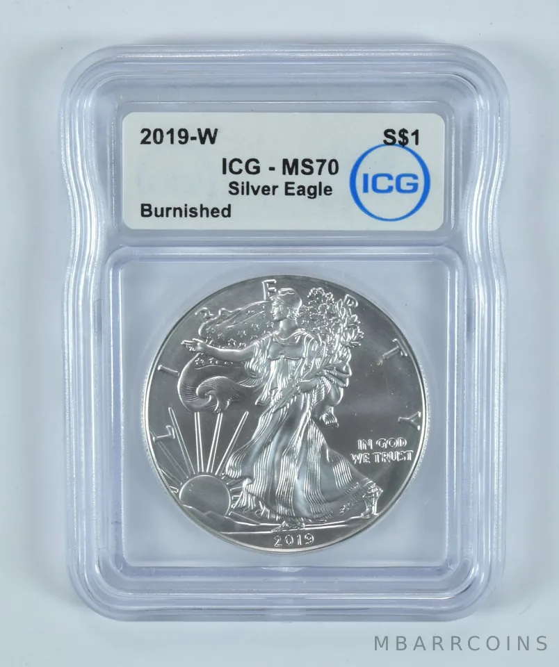 2019-W Burnished Silver Eagle MS70 ICG