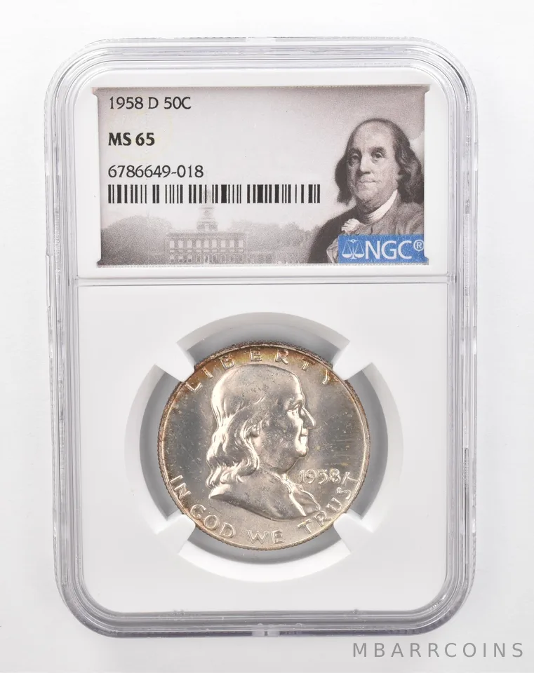 1958-D Franklin Half Dollar MS65 NGC Beautiful Tone *2861