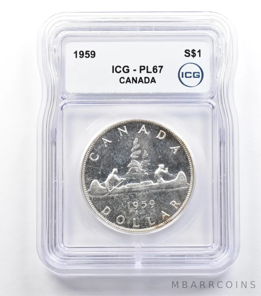 1959 Canada 1 Dollar Silver PL67 ICG *9333