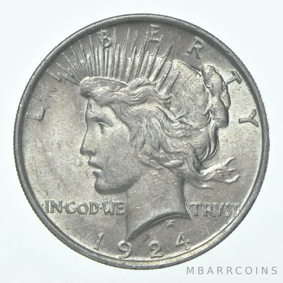 (1) 1924 (P) Choice AU Peace Silver Dollar 90% - CH AU Almost Unc - Luster
