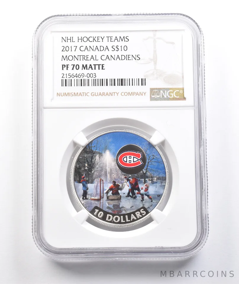 2017 Canada $10 Silver NHL Hockey Teams Montreal Canadiens PF70 Matte NGC a3818