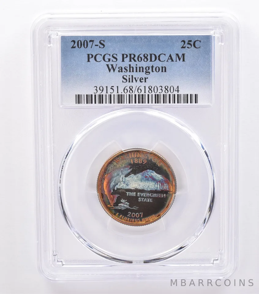 2007-S Washington State Quarter Washington Silver PR68 DCAM PCGS Nice Tone *8777