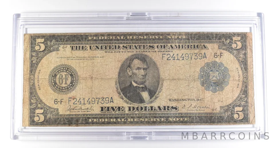 1914 $5 Atlanta GA FRN Large Note Blue Seal *2758