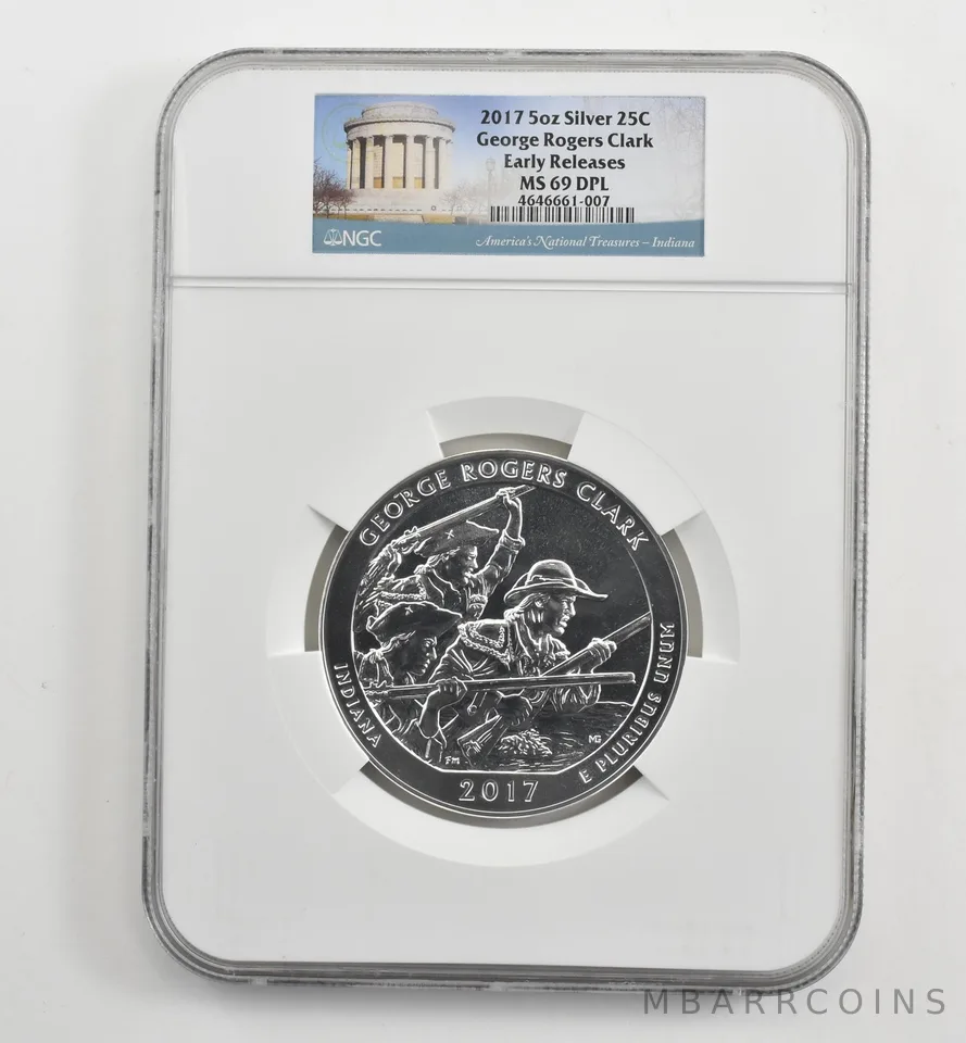2017 5 Oz Silver Quarter ATB George Rogers Clark ER MS69 DPL NGC *1625