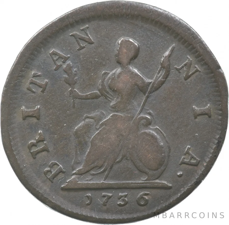 1736 Great Britain Half Penny George II Colonial *8430