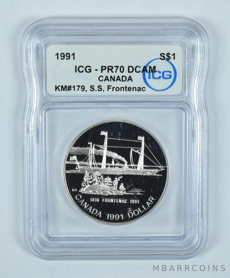 1991 Canada 1 Dollar Silver SS Frontenac PR70 DCAM ICG