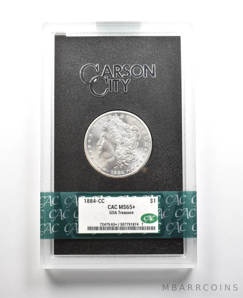 1884-CC Morgan Silver Dollar GSA Treasure MS65+ CAC CACg a5481
