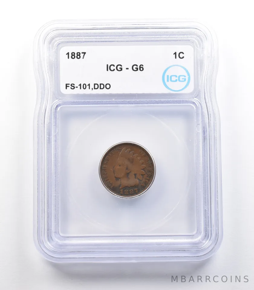 1887 Indian Head Cent Mint Error FS-101 DDO G6 ICG *2295