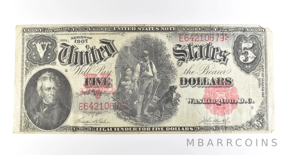 1907 $5 Legal Tender Large Note Red Seal *2676