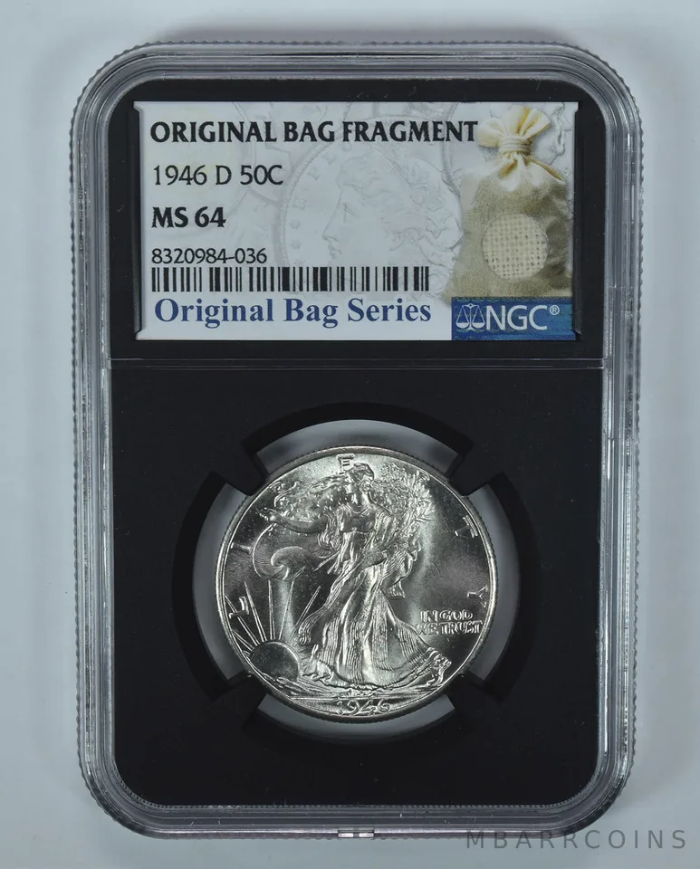 1946-D Walking Liberty Half Dollar Original Bag Fragment MS64 NGC