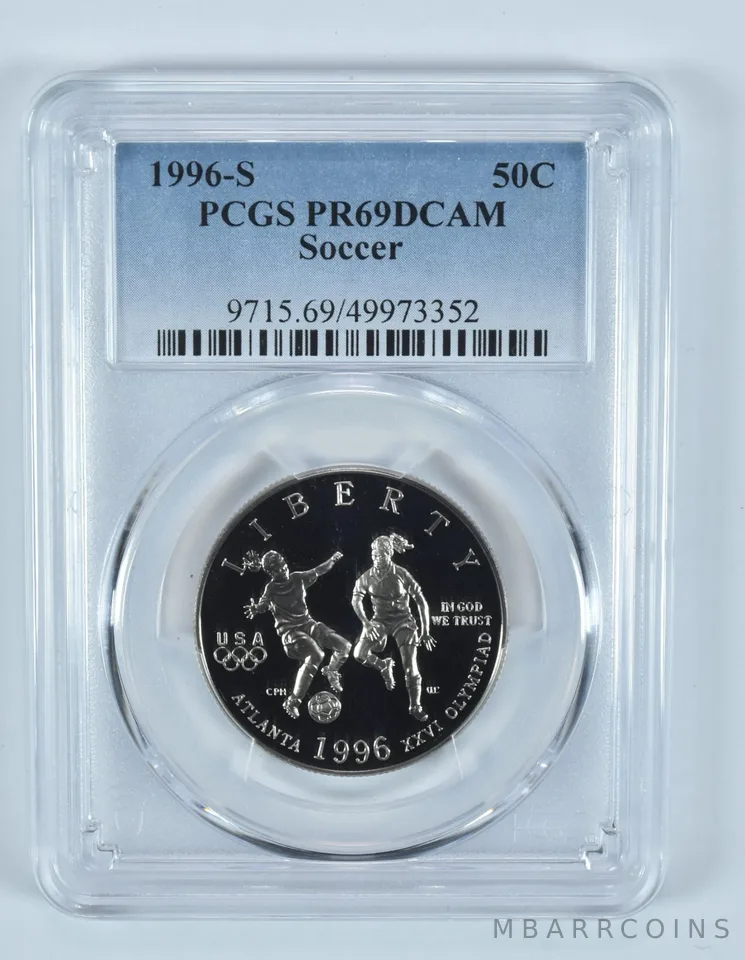 1996-S Olympic Soccer Commemorative Half Dollar PR69 DCAM PCGS Blue Label