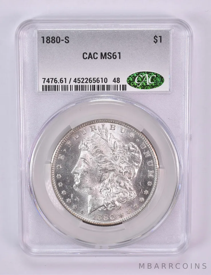 1880-S Morgan Silver Dollar MS61 CAC CACg