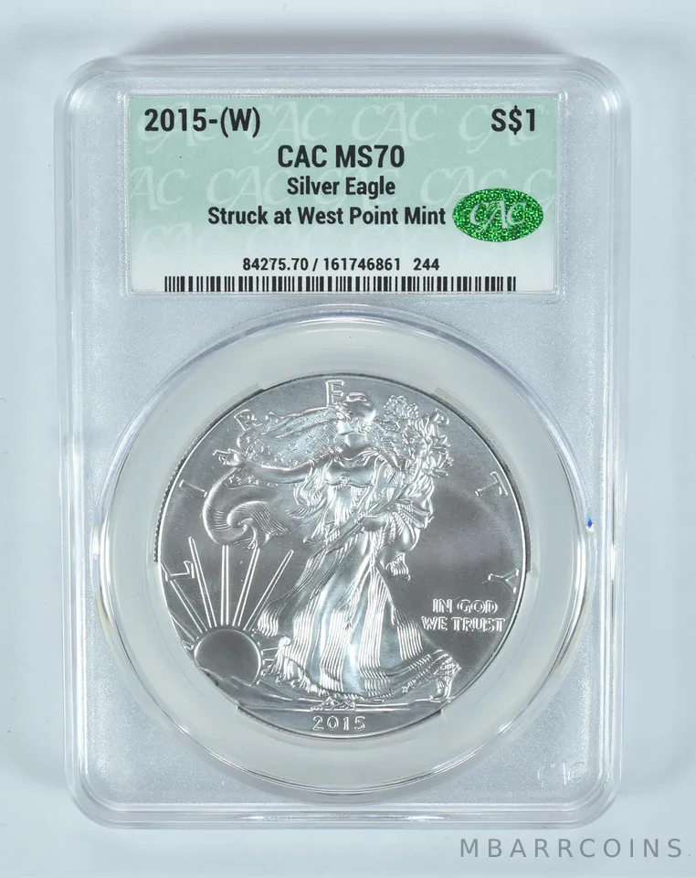 2015-(W) American Silver Eagle Struck At West Point MS70 CAC CACg