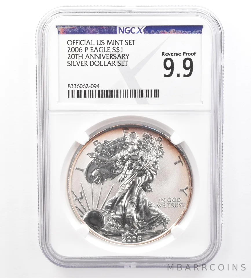 2006-P Silver Eagle Silver Dollar Set Reverse PF 9.9 NGC X Peripheral Tone *1737
