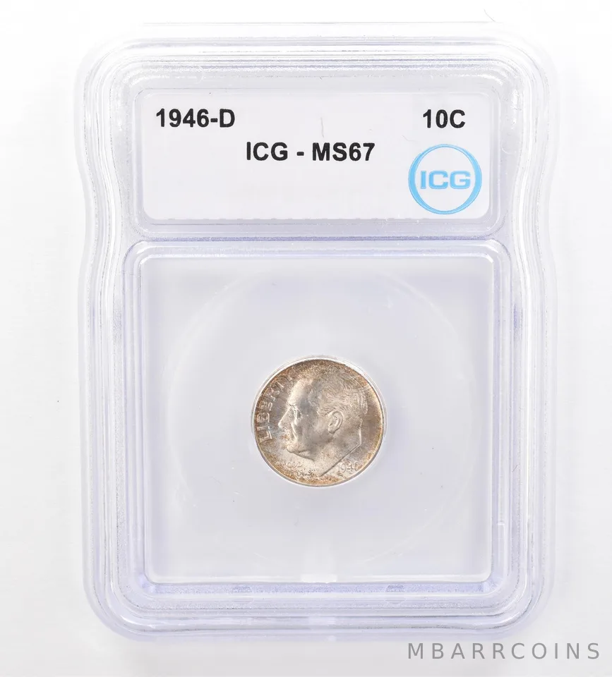 1946-D Roosevelt Dime MS67 ICG Nice Tone *7322
