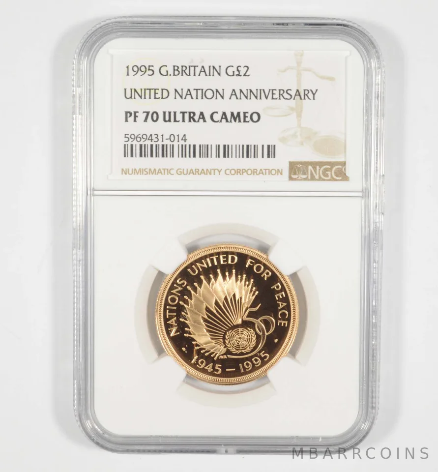 PF70 UCAM 1995 Great Britain 2 Gold Pounds - United Nation Anniv NGC *6977