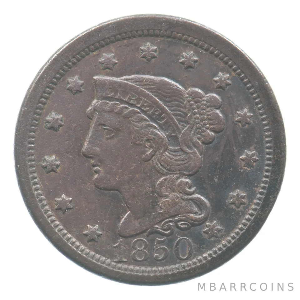 1850 Braided Hair Large Cent a6856