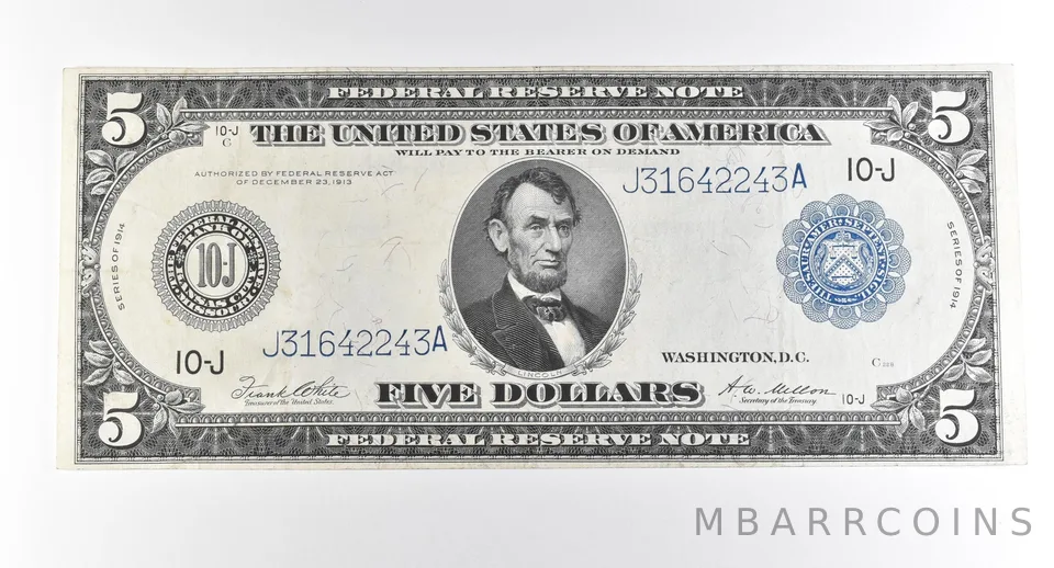 1914 $5 Kansas City MO FRN Large Note Blue Seal *2737