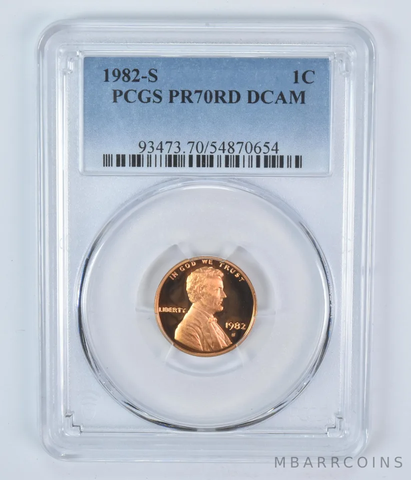 1982-S Lincoln Memorial Cent PR70 RD DCAM PCGS Blue Label