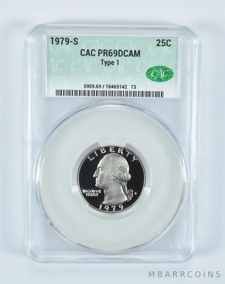 1979-S Washington Quarter Type 1 PR69 DCAM CAC CACg