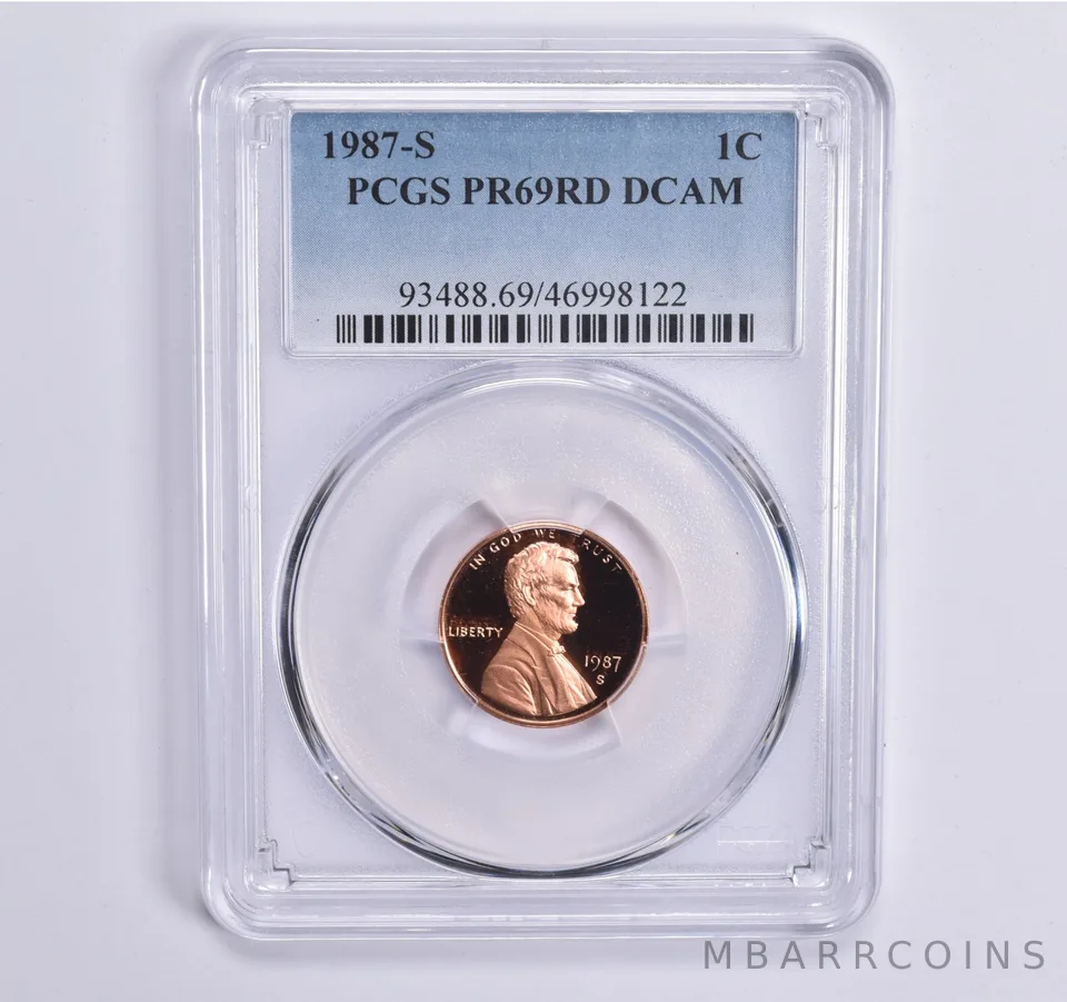 1987-S Lincoln Memorial Cent PR69 RD PCGS Blue Lbl
