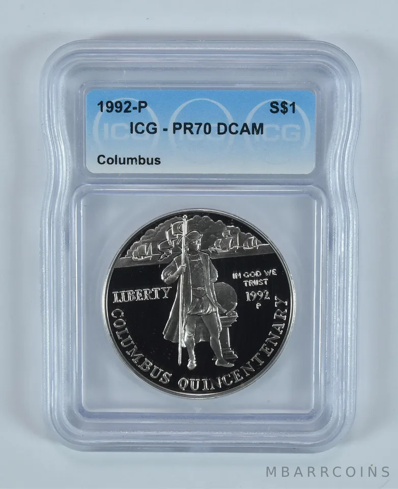 1992-P Columbus Commemorative Dollar PR70 DCAM ICG