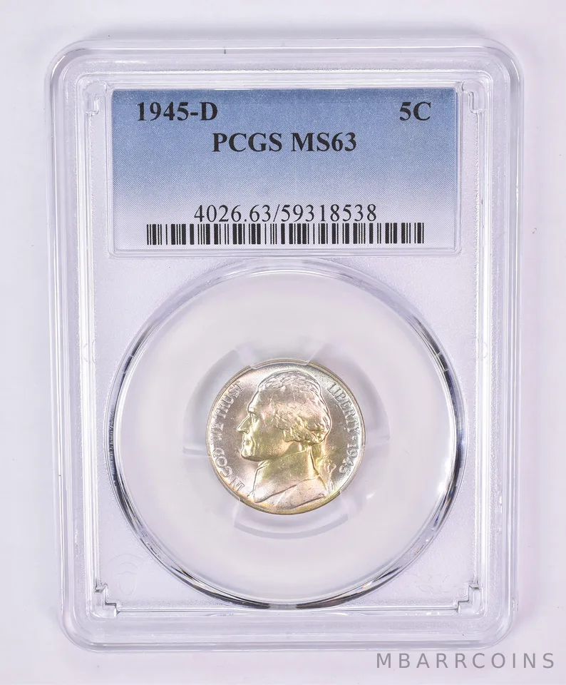 1945-D Jefferson Nickel MS63 PCGS Beautiful Tone *1140