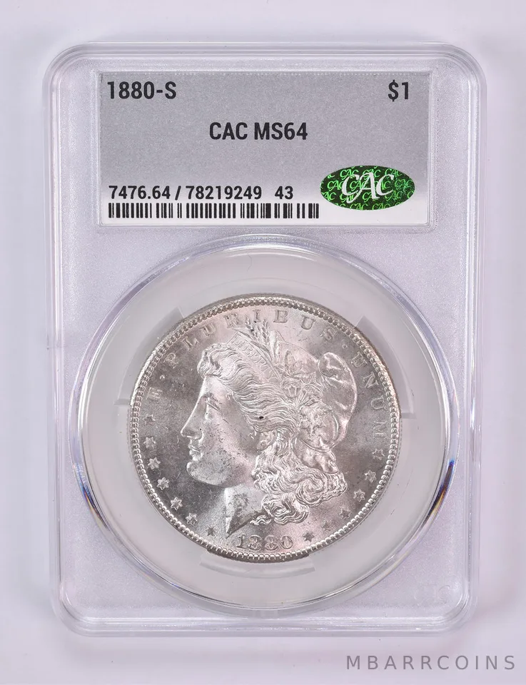 1880-S Morgan Silver Dollar MS64 CAC CACg