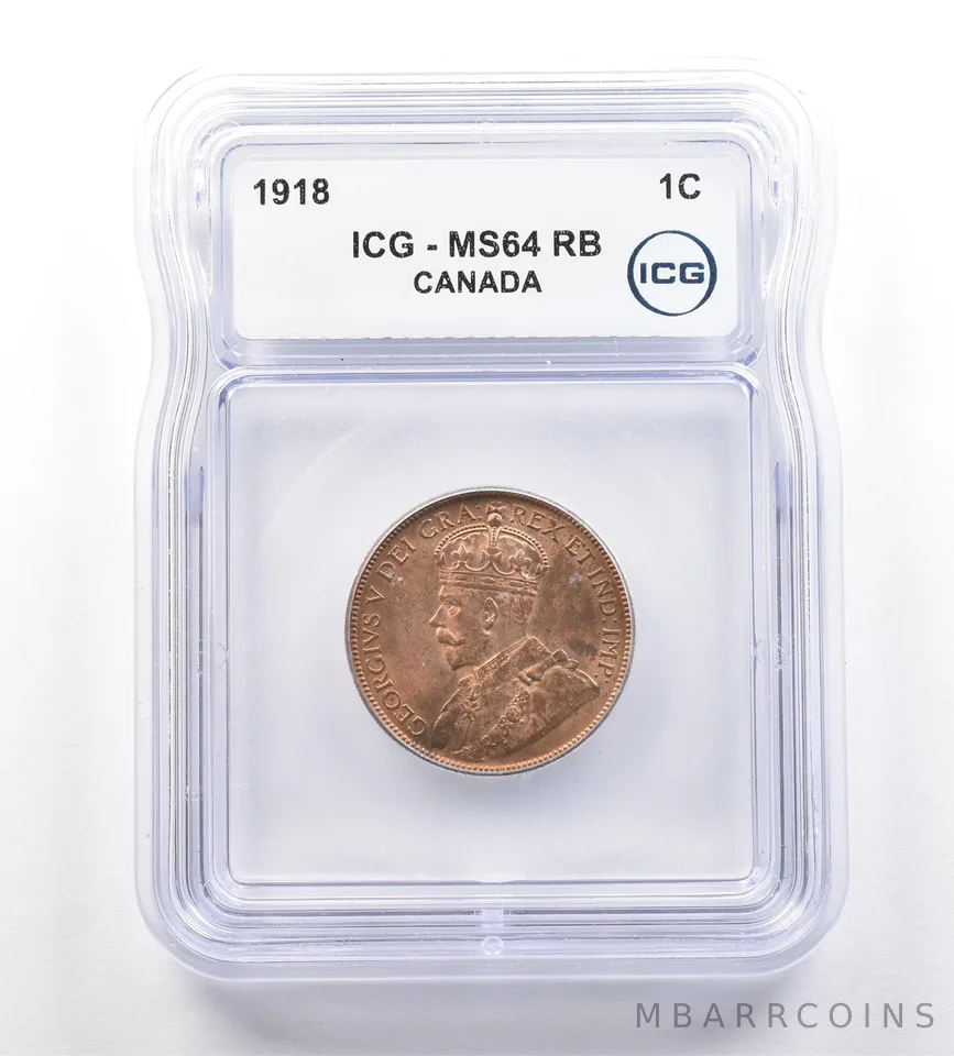 1918 Canada 1 Cent MS64 RB ICG *7674