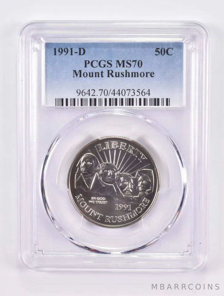 1991-D Mount Rushmore Commemorative Half Dollar MS70 PCGS