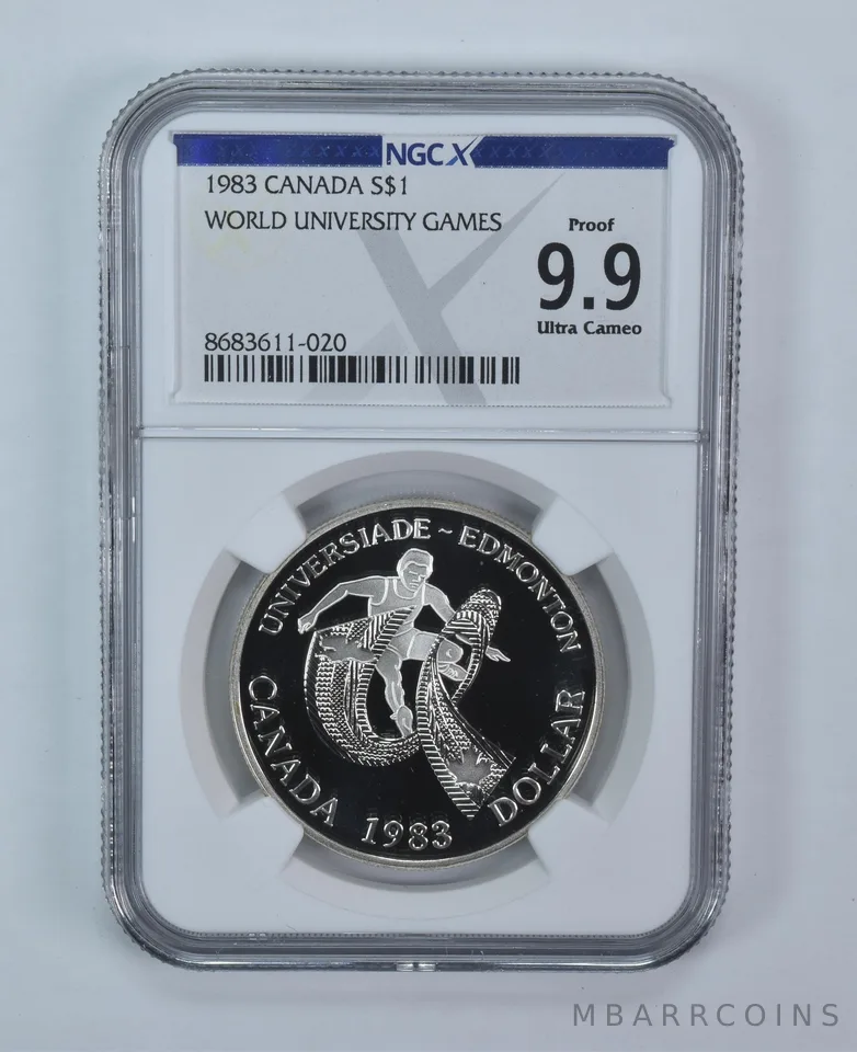 1983 Canada 1 Dollar Silver World University Games Proof 9.9 UCAM NGC X NGCX