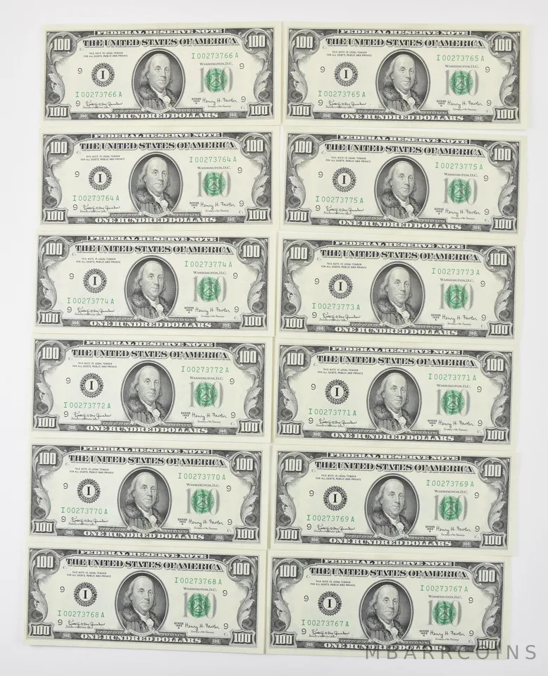 Lot (12) $100 1963 A Minneapolis MN FRN Consecutive *8398