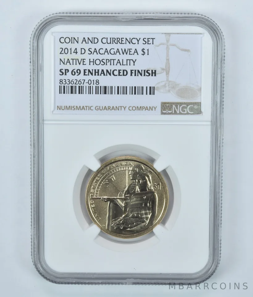 2014-D Sacagawea $1 Coin & Currency Native Hospitality SP69 Enhanced Finish NGC