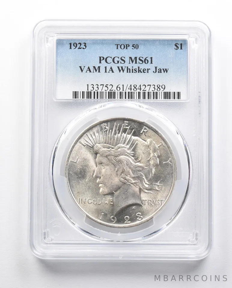 MS61 1923 Peace Silver Dollar VAM 1A Whisker Jaw Top 50 PCGS *3325