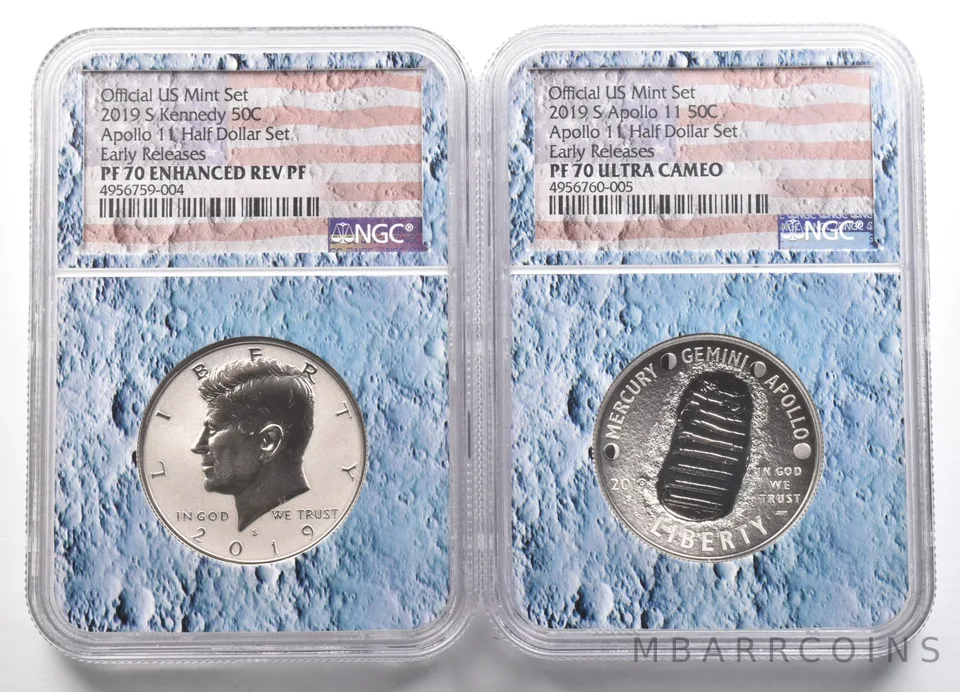Set 2019-S Kennedy Apollo 11 Commemorative Half Dollar ER PF70 NGC a5939