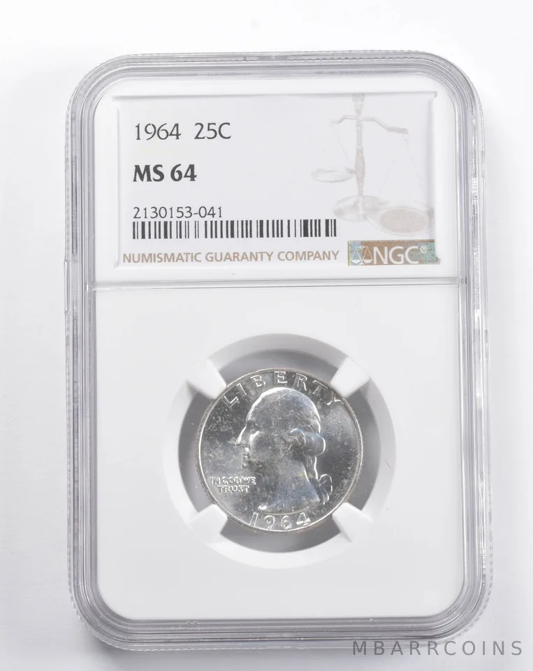 MS64 1964 Washington Quarter NGC INSANE COLOR a5687