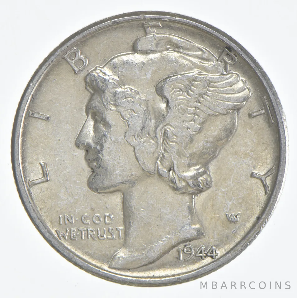 1944 (P) Mercury Dime 90% Silver AU Almost Unc