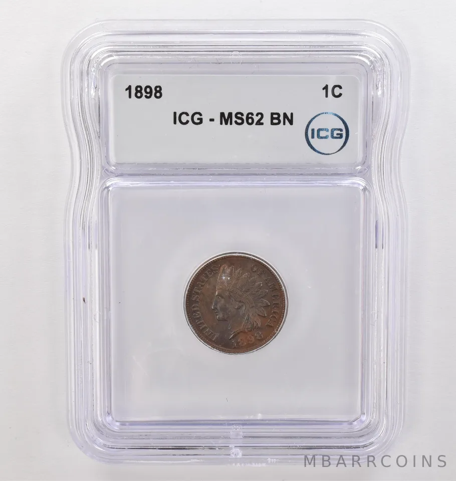 1898 Indian Head Cent MS62 BN ICG Beautiful Tone *4184