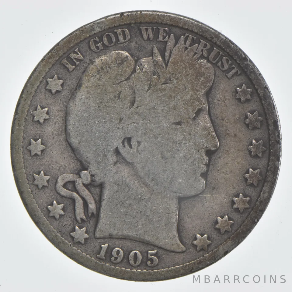 1905-S Barber Half Dollar 90% Silver VG Condition